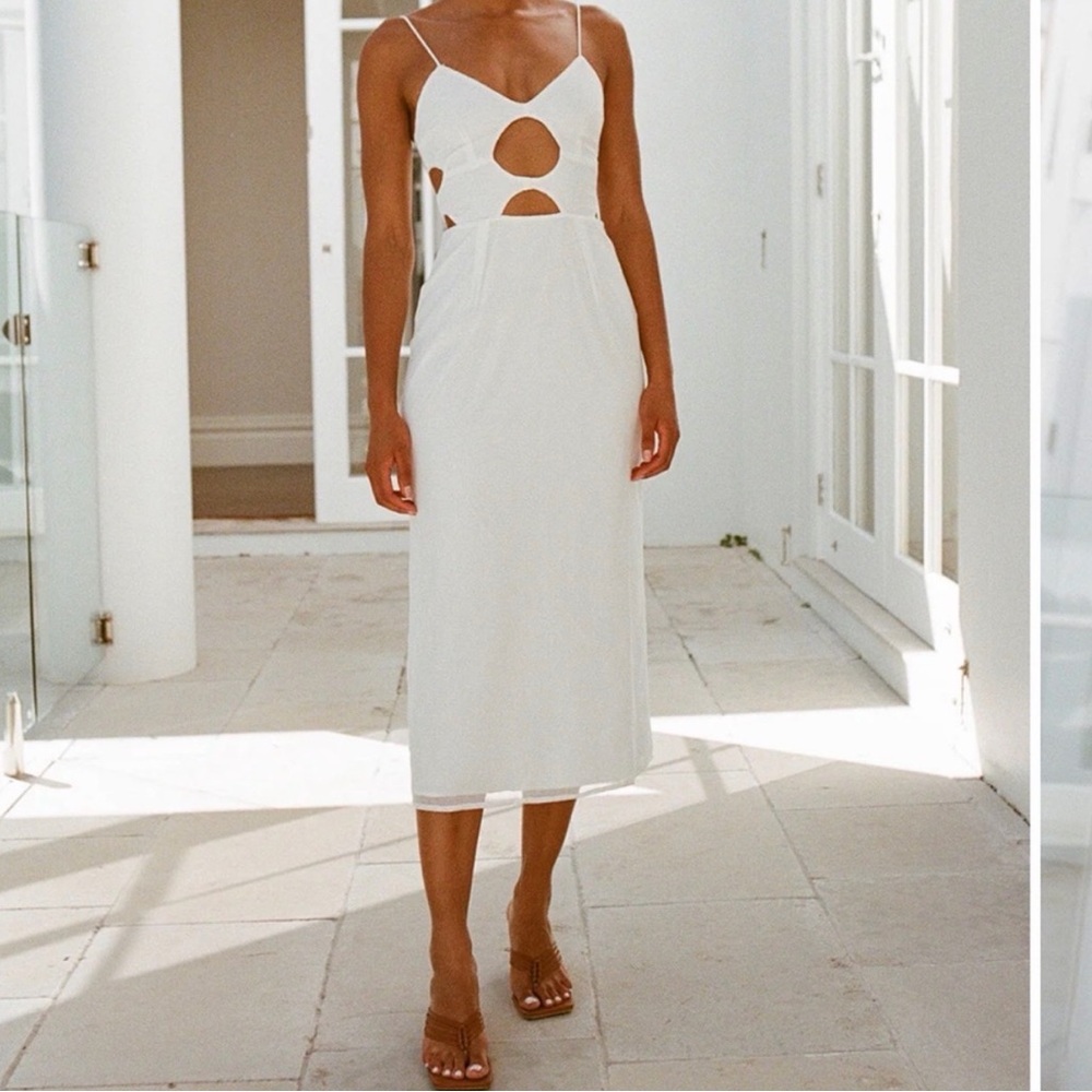 White Cutout Slip Dress with Spaghetti Straps